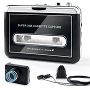 Clear Stereo Auto Reverse Walkmen Cassette Player with Detachable External Speaker-Portable Cassette to MP3 Digital Converter- Convert Tapes to Digital Format via USB-Compatible with MAC Laptops & PC