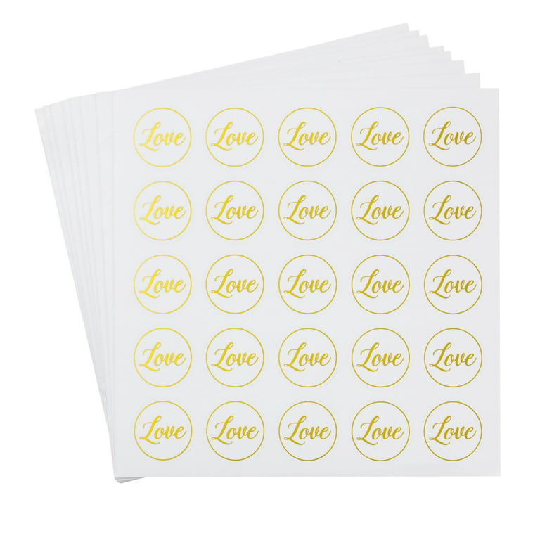 Clear Stickers - 200-Count Wedding Stickers, Gold Envelope Seal