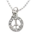 thumbnail image 1 of Clear Stone Silvertone Peace Sign Symbol Charm Anklet Ankle Chain Bracelet AK62, 1 of 1