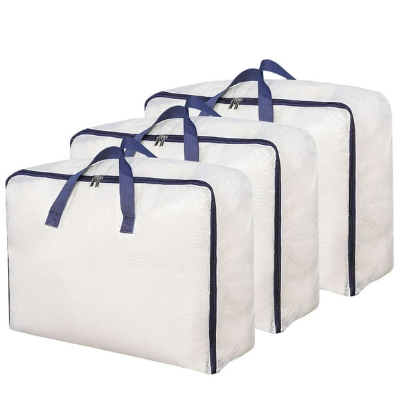 Clear Storage Bags with Zipper Extra Large Capacity Storage Bag Closet Underbed Storage Organizer for Clothes,Bedding,Comforter,Toys,Blanket,Pillow 3 Pack