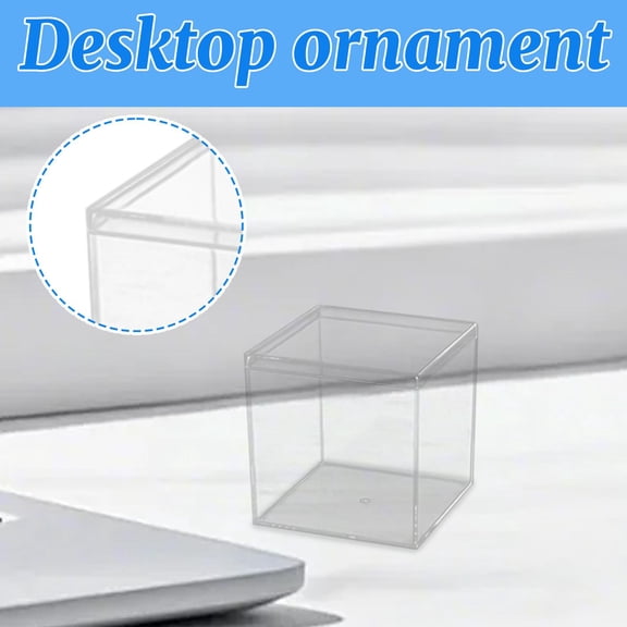Clear Storage Bin, Acrylic Desk Organizer, Small Storage Box 3X3X3 in Transparent Square Case, Craft Storage Organizer for Sewing Beads and Notions, Stackable Acrylic Square Box
