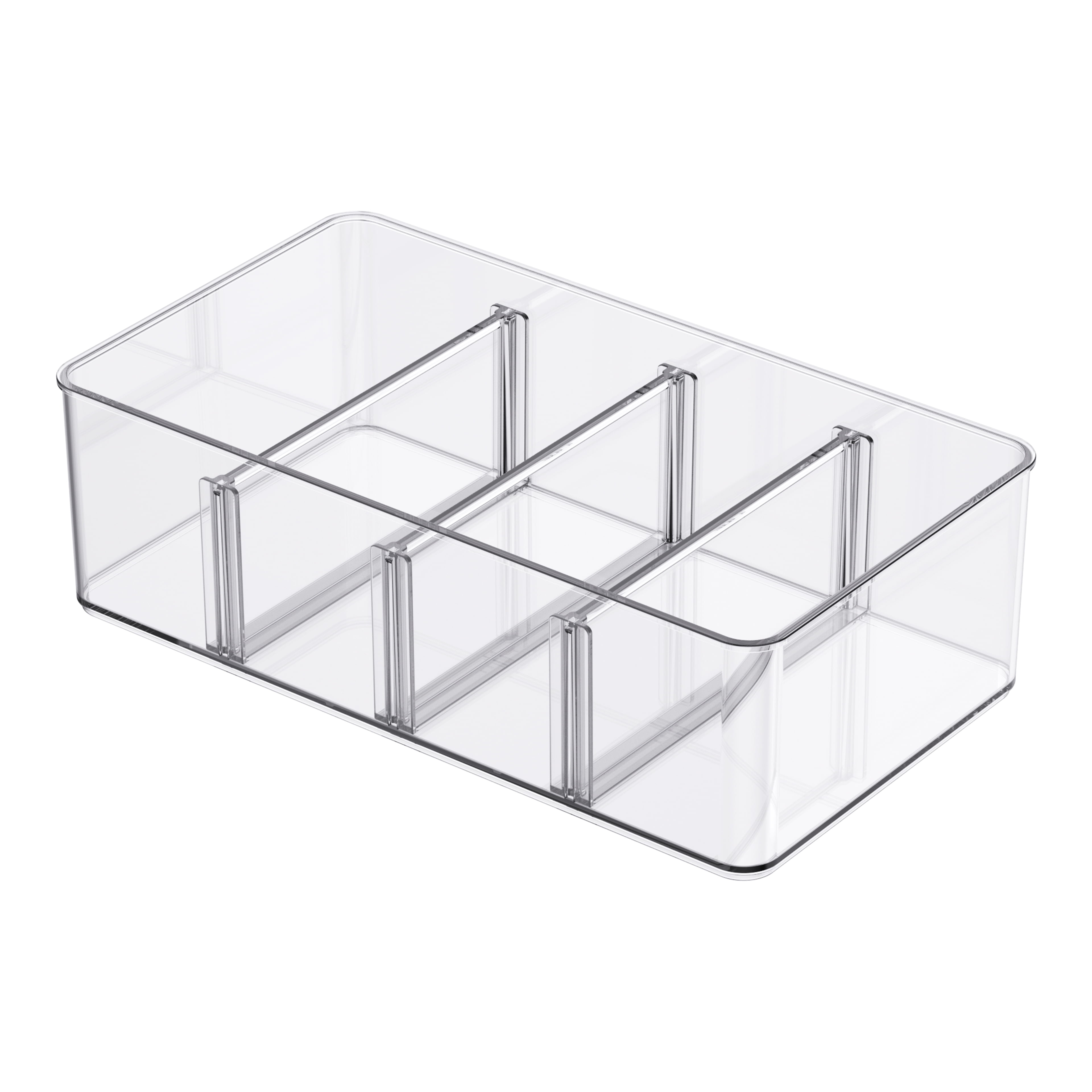 Simply Tidy Clear Storage Bin with Dividers - Plastic Craft Organizers for Ribbons, Stickers, Embellishments & Supplies, Compatible with Lexington & Hudson Carts, 12 Pack