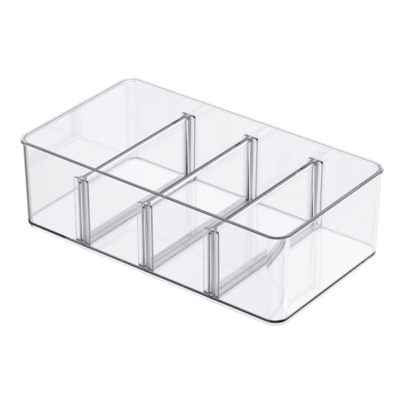 Simply Tidy Clear Storage Bin with Dividers - Plastic Craft Organizers for Ribbons, Stickers, Embellishments & Supplies, Compatible with Lexington & Hudson Carts, 12 Pack