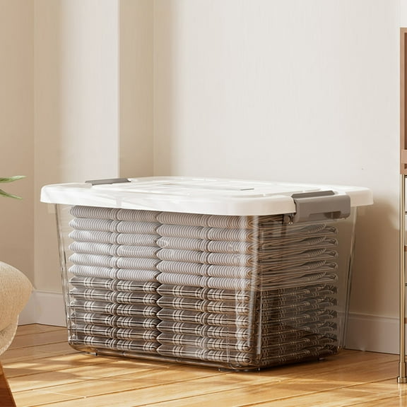 Clear Storage Bin with Lid Heavy Duty Plastic Storage Box Transparent Organizer Container Stackable Storage Tote with Secure Locking Latches for Closet Home Office