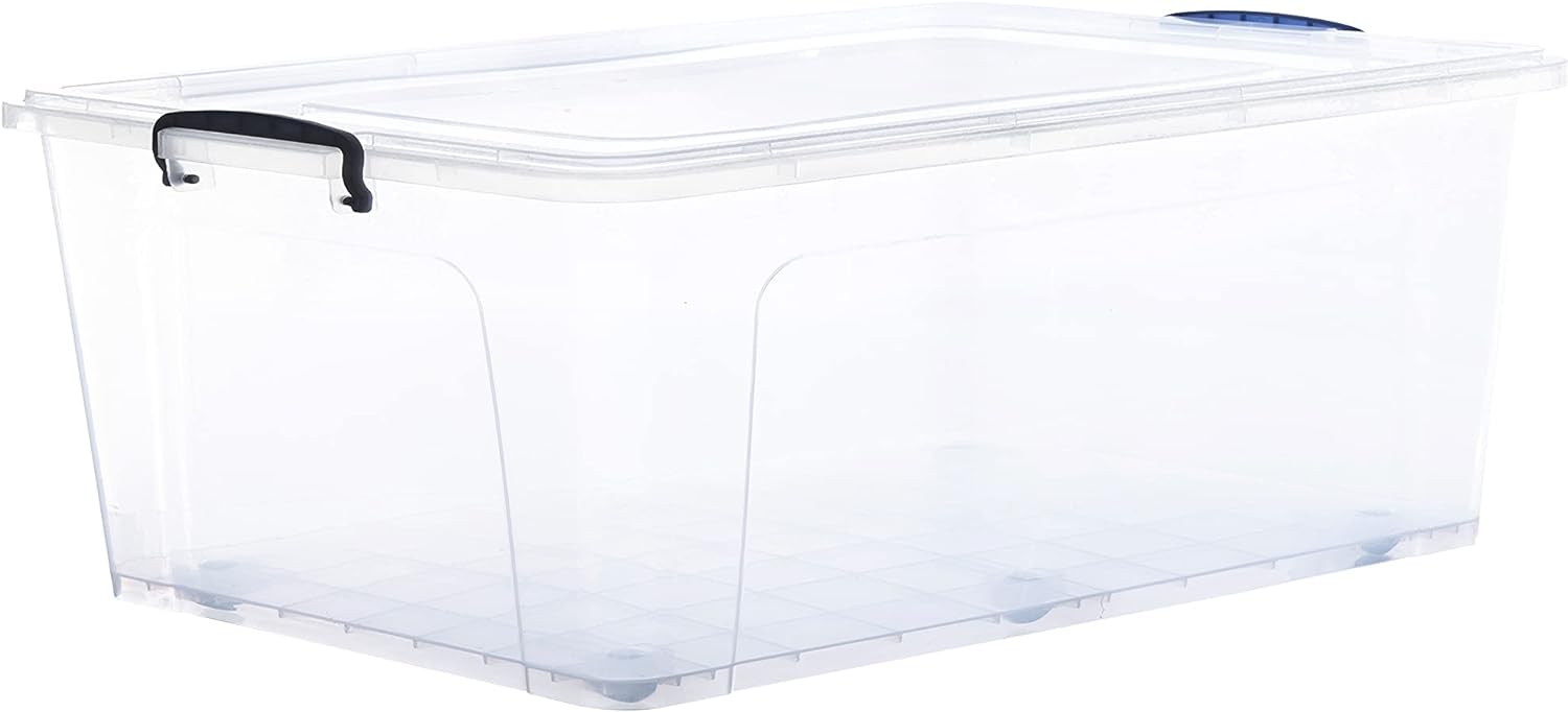 Clear Storage Bin With Lid, Large Stackable Container With Lid, 32