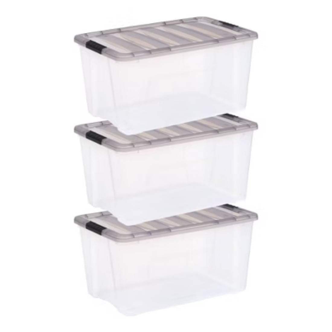 Clear Storage Bin with Lid and Latching Buckles, 14.1x4.53x7.99 Inches ...