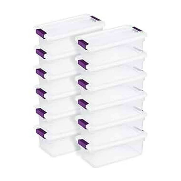 Clear Storage Bins 12-Pack, 6 Quart Latch Boxes - Stackable Plastic Organizer Containers for Closet, Bedroom, Shelving, Home Storage - ClearView with Lids