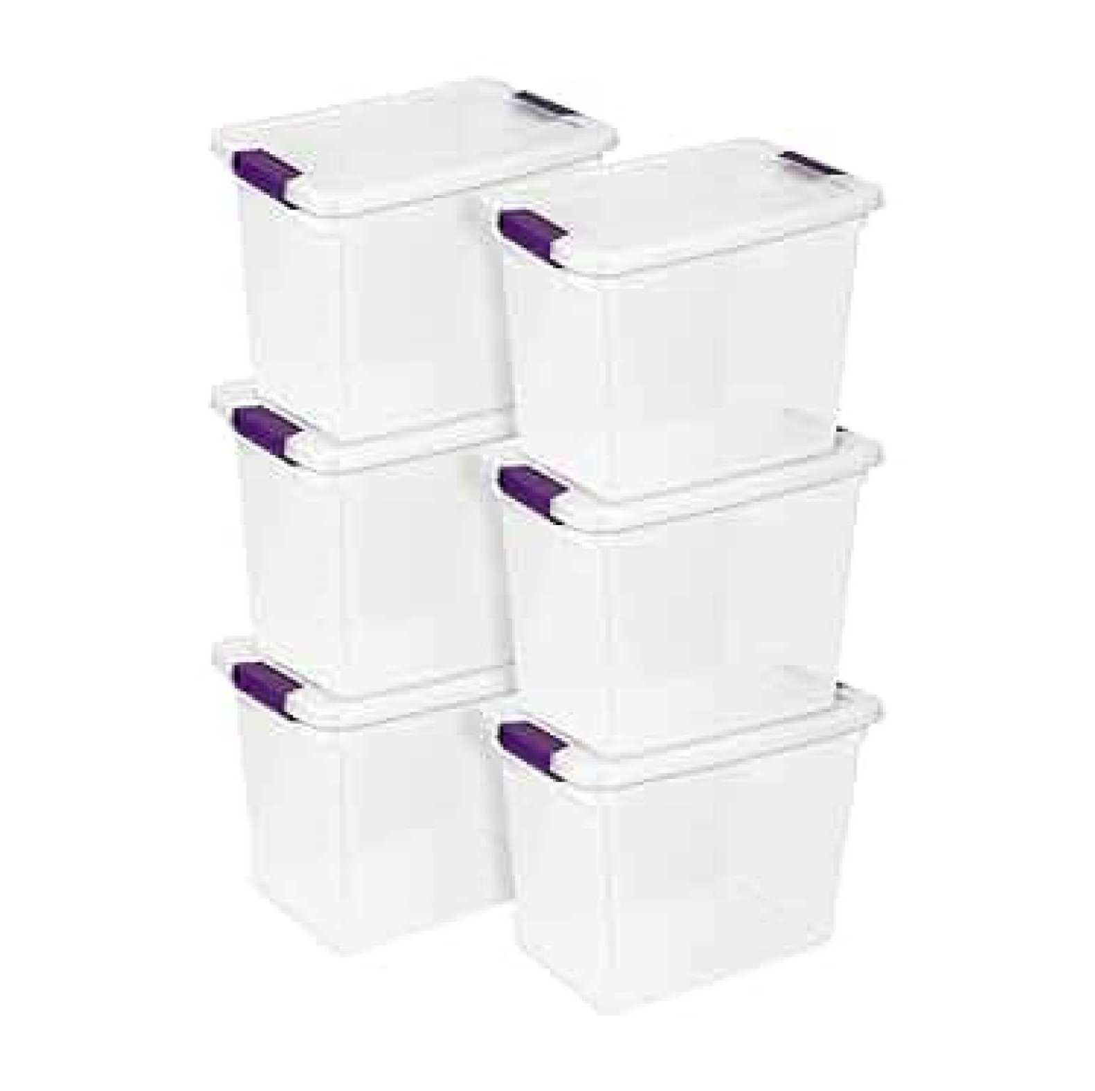 Clear Storage Bins 6-Pack, 27 Quart Latch Boxes - Stackable Plastic Organizer Containers for Closet, Bedroom, Shelving, Home Storage