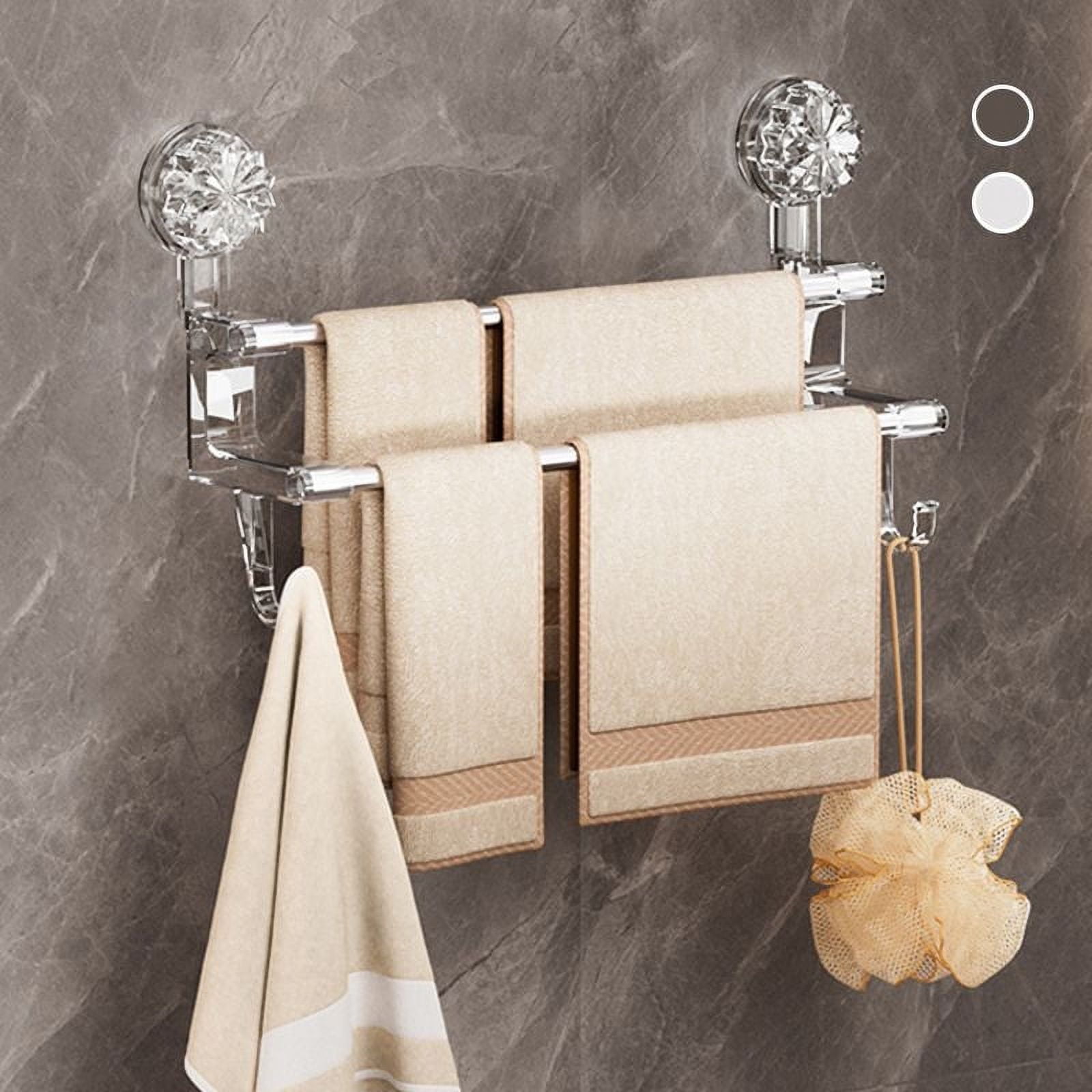 Clear Storage Bins Double Suction Cup Towel Rack Household Bathroom ...