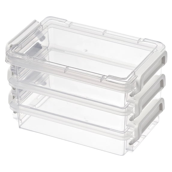 Clear Storage Bins with Lids, Plastic Container Bins for Organizing, Clear File Box Stackable Storage Containers for Home, Office and Scrapbook, 1 Pcs, 6.29x3.93x3.81"