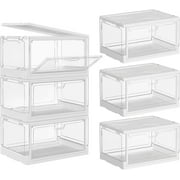 Clear Storage Bins with Lids, Stackable Storage Bins with Magnetic Doors Open Front, Plastic Storage Bins for Living Room, Bedroom, Study Room and Office, 3 Packs, 24QT