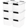 thumbnail image 1 of 17 QT Clear Storage Bins with Lids Large Stackable Plastic (6 Pack) 13x9.5x7.7", 1 of 6