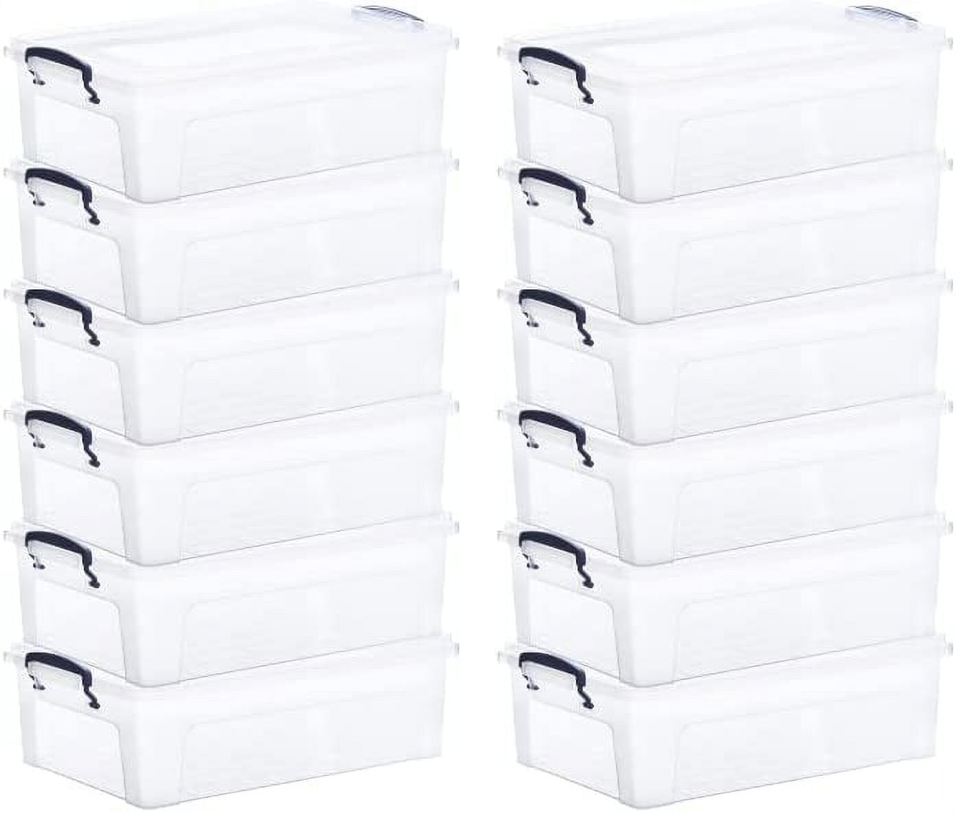 Clear Storage Bins with Lids, Small Stackable Storage Boxes with