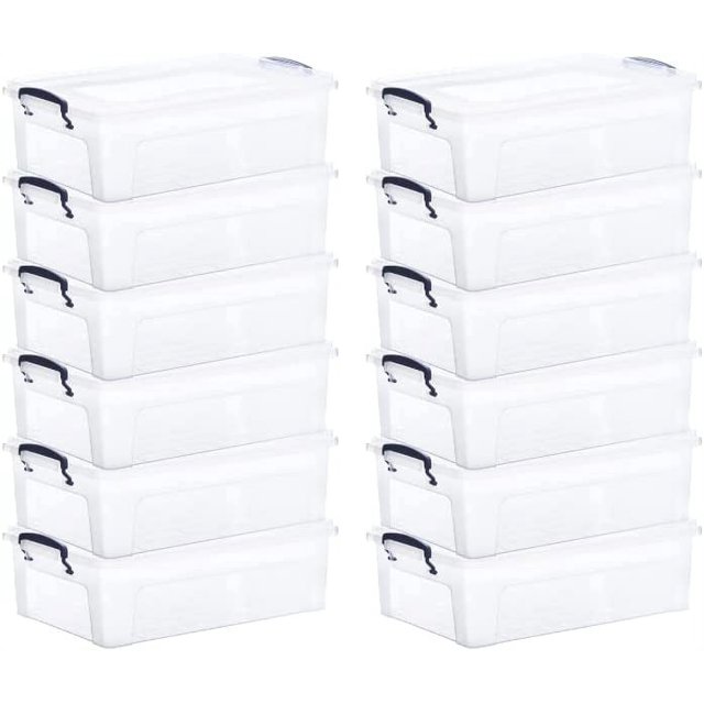 Clear Storage Bins with Lids, Small Stackable Storage Boxes with ...