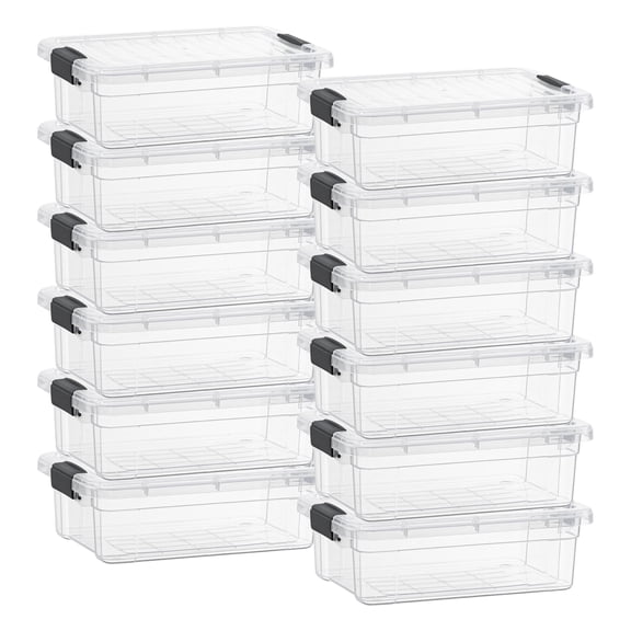 Superio Clear Storage Boxes with Lids, Plastic Container Bins for Organizing, Stackable Crates, BPA Free, Non Toxic, Odor Free, Organizers for Home, Office, School, and Dorm, 4.5 Quart, 12 Pack