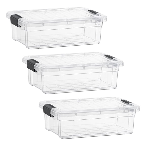 Superio Clear Storage Boxes with Lids, Plastic Container Bins for Organizing, Stackable Crates, BPA Free, Non Toxic, Odor Free, Organizers for Home, Office, School, and Dorm, 4.5 Quart, 3 Pack