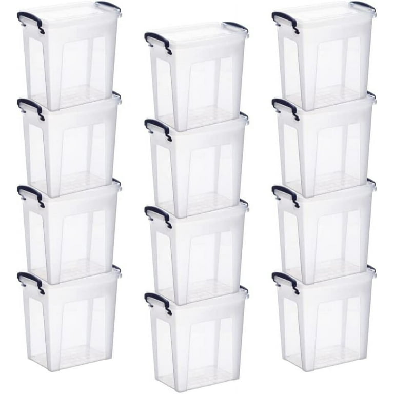 Clear Storage Bins with Lids, Small Stackable Storage Boxes with