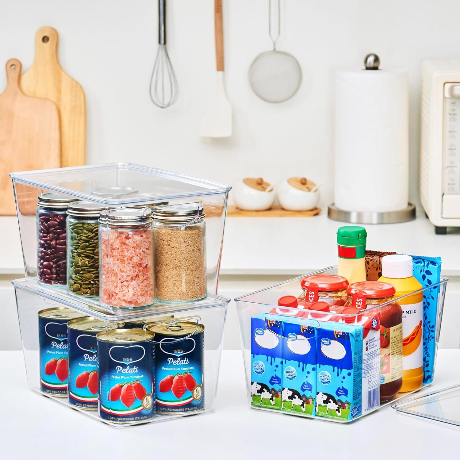 Clear Storage Bins with Lids Stackable - Large Plastic Containers for ...