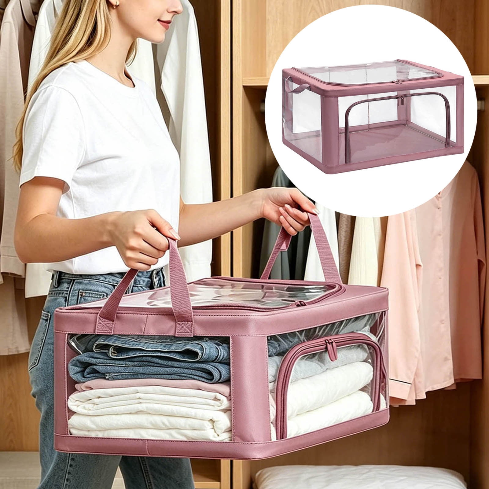 Clear Storage Box Foldable Clothes Storage Bin Large Capacity Container ...
