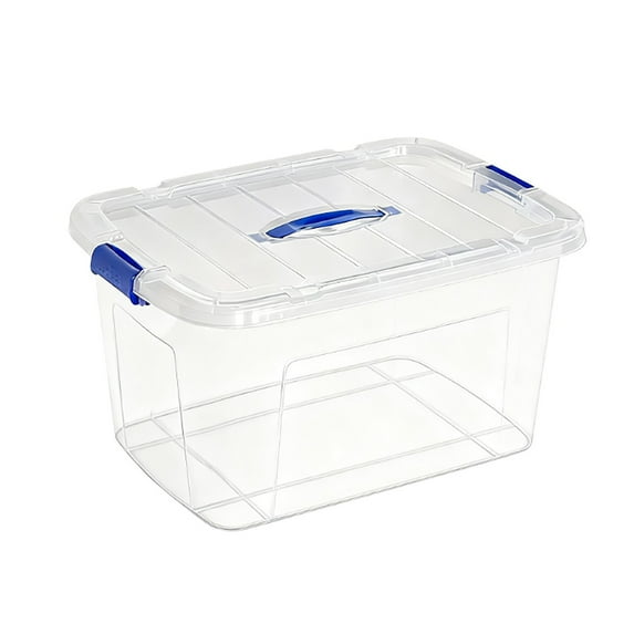 Clear Storage Box with Lid 2 Pack for Clothes, Cosmetics, Jewelry Organization, Plastic Stackable Container for Pantry, Closet, Bathroom Or Office Use, 2 Medium , 2 Medium Transparent Storage Boxes