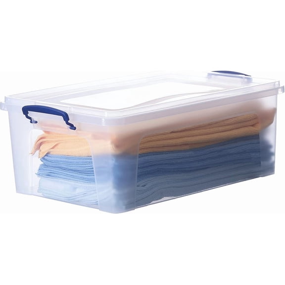 Clear Storage Box with Lid, 22 Quart Plastic Container Bins for Organizing, Stackable Crate, Storage Bin Organizer for Home, Office, School, and College