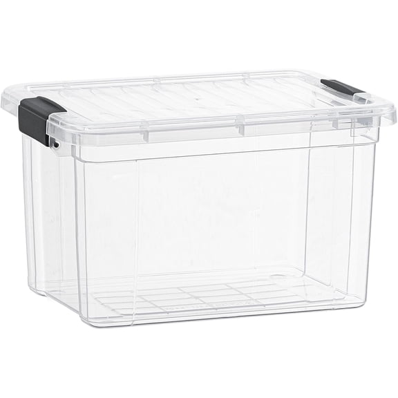Clear Storage Box with Lid, Plastic Container Bin for Organizing, Stackable Crate, BPA Free, Non Toxic, Odor Free, Organizer for Home, Office, School, and Dorm (14.7 Qt (Deep)