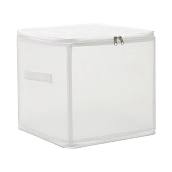 Clear Storage Box Organizer Bin PP Folding Storage Container for Clothes Toys Bedding with Handles Zipper 1-Piece Set