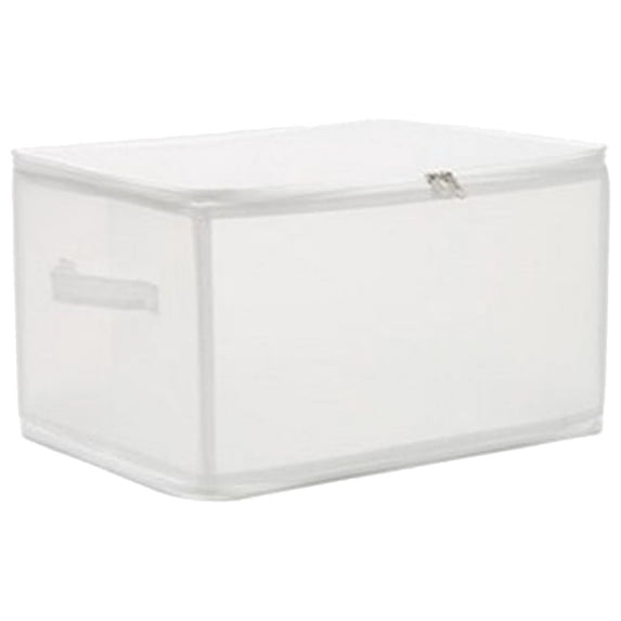 Clear Storage Box Organizer Bin PP Folding Storage Container for Clothes Toys Bedding with Handles Zipper 1-Piece Set