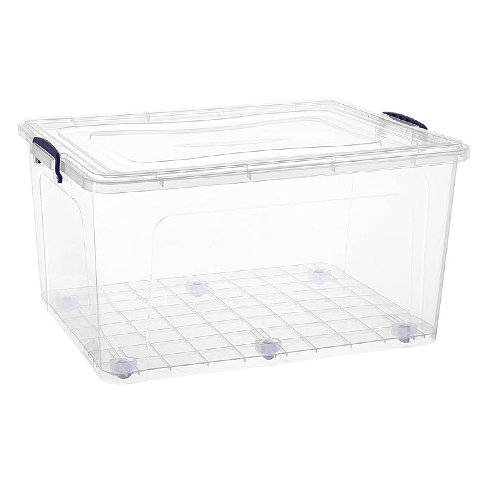 Clear Storage Box with Wheels - 85 Qt Heavy Duty Rolling Container with ...