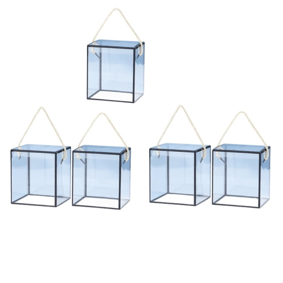 Clear Storage Boxes | Clear Stackable Storage Bins with Rope Handles for Home Organization and Storage, Display Collectibles, Pack Baked Goods, 5 Pack