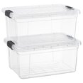 Clear Storage Boxes with Lids, 11 Quart Plastic Container Bins for