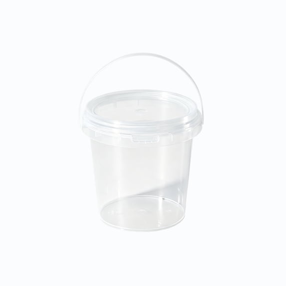 Clear Storage Bucket,Reusable Detachable Carry Handle with Lid for Fruit Storage Food Organization