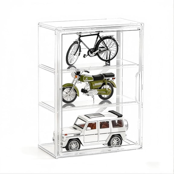 Clear Storage Case, Dustproof Wall Display Box, Acrylic Cosmetic Skincare Organizer for Collectibles Skincare Action Figure, Wall-Mounted, Magnetic Door, 3 Tiers