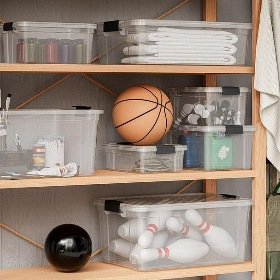 Clear Storage Container with Lid, 16 Quart Plastic Bin for organization, Non-Toxic, , Odor-Free, Stackable Latch Box organizer for Home, Dorm, Classroom, Garage, Closet (16 Quart)