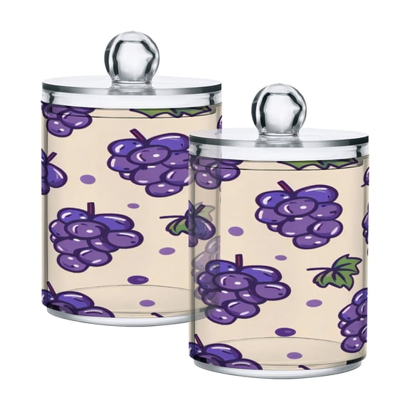 Clear Storage Jar 2.75x 4.13 Inches One Sizex2 Cotton Swabs Cans Translucent Plasticental Floss Cans Cotton Pads Cans Bathroom Canisters Purple Grape