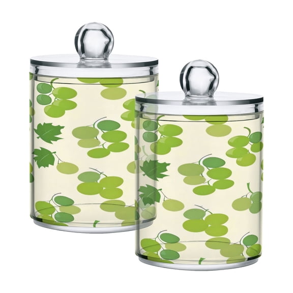 Clear Storage Jar 2.75x 4.13 Inches One Sizex2 Cotton Swabs Cans Translucent Plasticental Floss Cans Cotton Pads Cans Bathroom Canisters Cartoon Grape