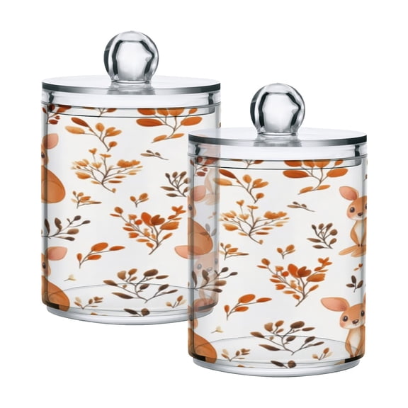 Clear Storage Jar 2.75x 4.13 Inches One Sizex2 Cotton Swabs Cans Translucent Plasticental Floss Cans Cotton Pads Cans Bathroom Canisters Cute Cartoon Kangaroo