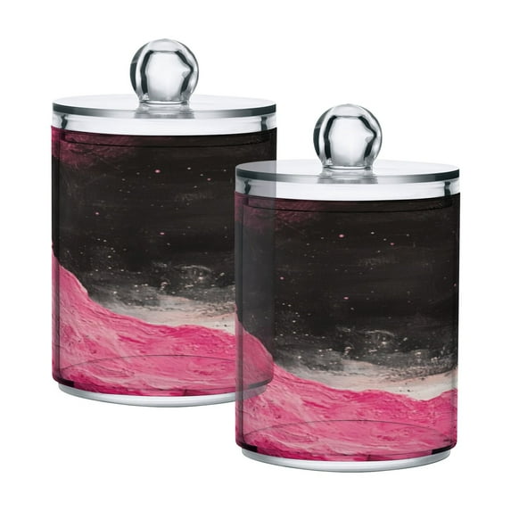 Clear Storage Jar 2.75x 4.13 Inches One Sizex2 Cotton Swabs Cans Translucent Plasticental Floss Cans Cotton Pads Cans Bathroom Canisters Pink Lava Picture