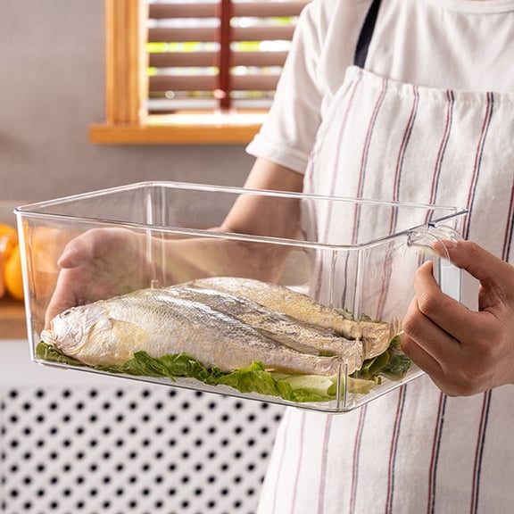 Clear Storage Organizer, Medium | Clear Containers for Organizing with Built-in Handles | Pantry Organization and Storage | Fridge Organizer | Smart Bin Cabinet