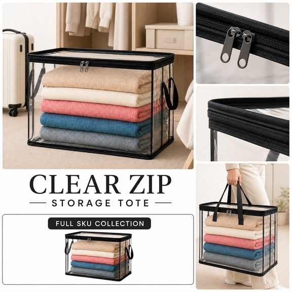 Clear Storage Totes, Large Plastic Storage Bins with Lids 6 Pack, Stacking Storage Bins for Closet Organization, Clear Boxes with Handles for Dorm Organization, 15X13X10 in Thick