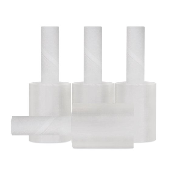 SSBM Mini Hand Stretch Wrap with Extended Core 5" x 700' 432 Rolls 120 Gauge Clear Plastic Shrink Film for Packing Shipping Storage Use