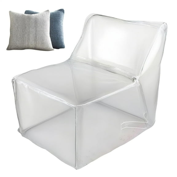 Clear Stuffed Animal Storage Chair, Stuffed Animal Chair, Transparent Stuffed Animal Organizer Bean Bag Chair Cover (No Filler) for Stuffed Animal Storage, Zippers Toy Organizer, Size 45X60X60 CM