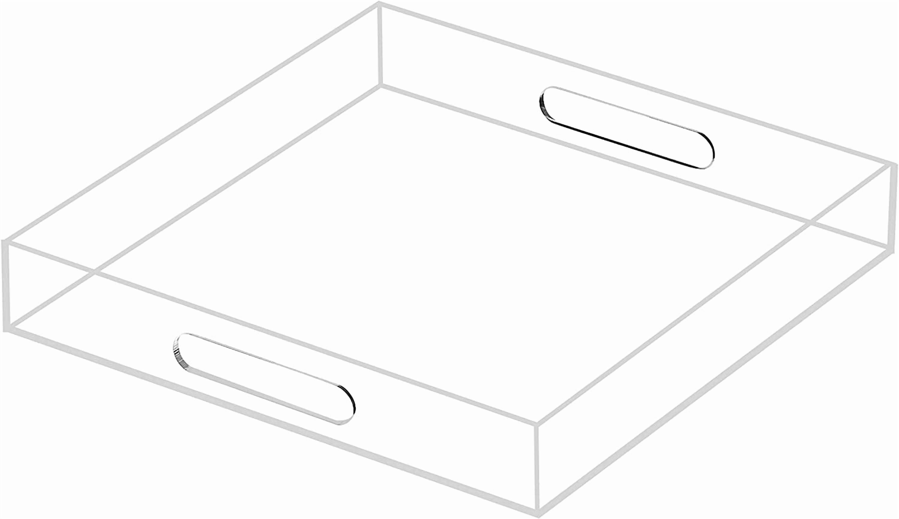 Clear Acrylic Serving Tray With Metal Handles - 11x14 Inch, Spill-Proof, Decorative Organizer