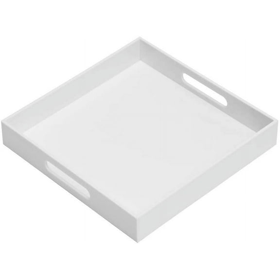12 x 20 Inch Clear Acrylic Serving Tray with Handles, Sturdy Multipurpose Organizer Tray for Kitchen, Vanity and Daily Storage