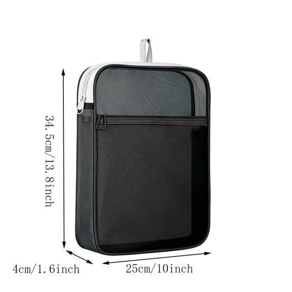 Clear Subject Sorting Tote with Handle, Transparent Zipper File Bag for Students Homework Test Paper Storage, Large Capacity Nylon Pouch