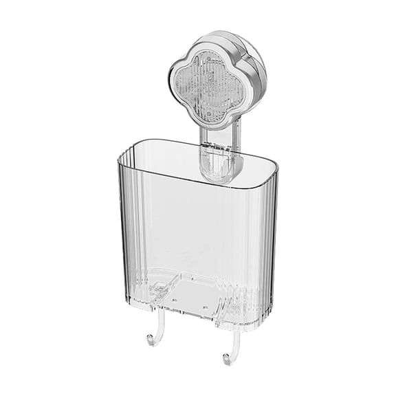 Clear Suction Cup Bathroom Vanity Organizer, No-Drill Wall Mounted Storage Box with Drainage Holes, Small Item Tidy Rack for Sink Side, Keeps Counter Clutter-Free