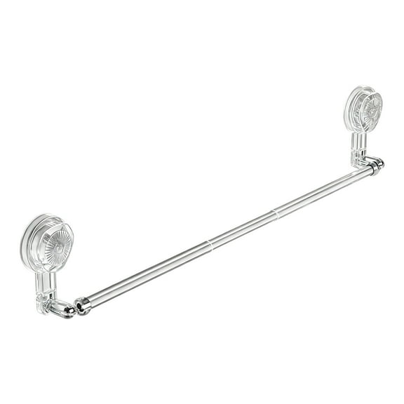 Clear Suction Cup Extendable Towel Rack No Drill Bathroom Wall Mounted Storage Organizer Scalable Towel Bar Slipper Rack Clear Plastic Material