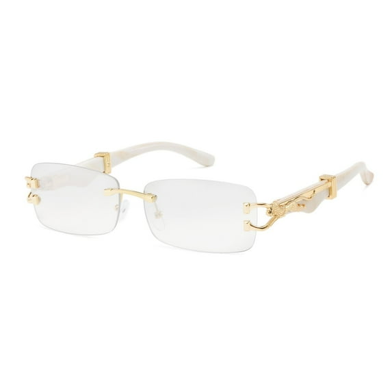 Clear Sunglasses Gold Metal Woody Retro Hiphop Style Marble
