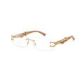 thumbnail image 1 of Clear Sunglasses Gold Metal Woody Retro Hiphop Style Wood, 1 of 2