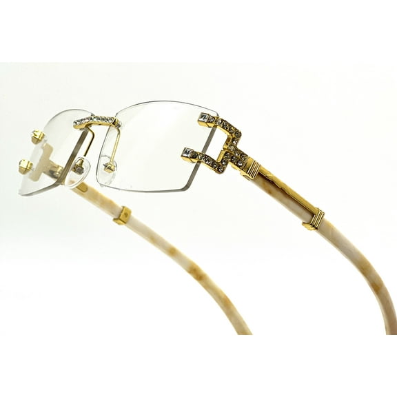 Clear Sunglasses Gold Metal Woody Retro Hiphop Style